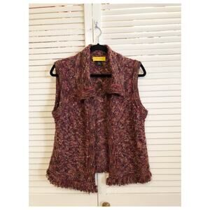 St. John Multicolor Slub Wool and Alpaca Knit Vest Size Small